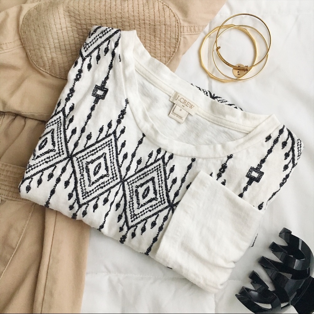 J.Crew embroidered 3/4 sleep top