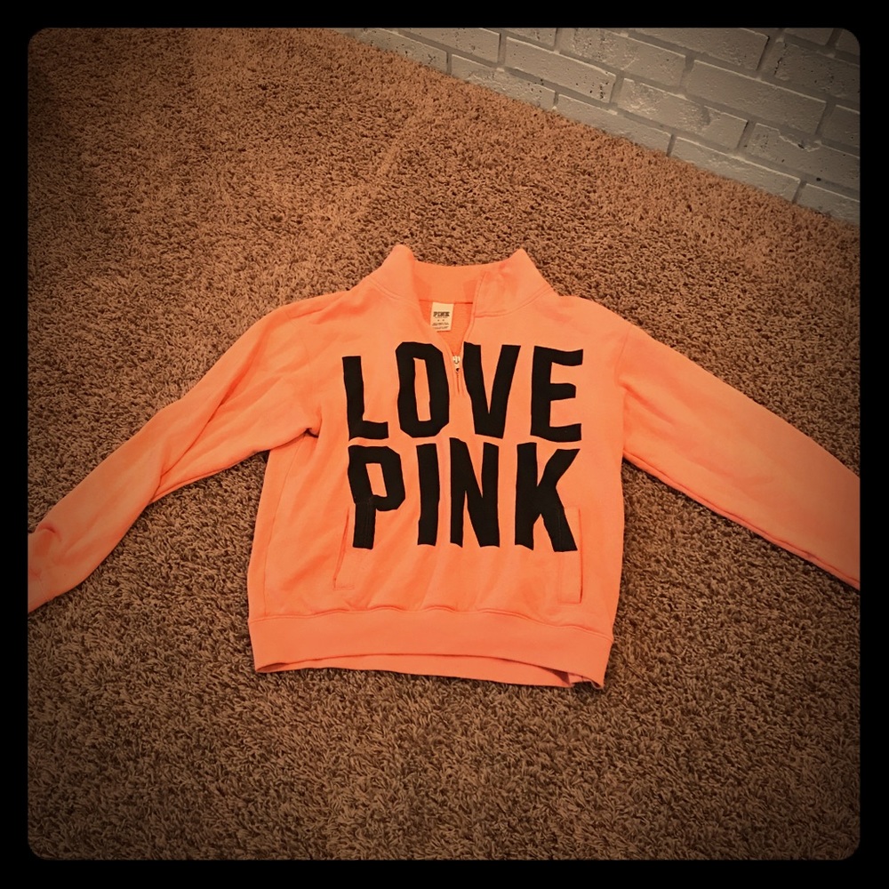 Pink Victoria secret half zip sweatshirt