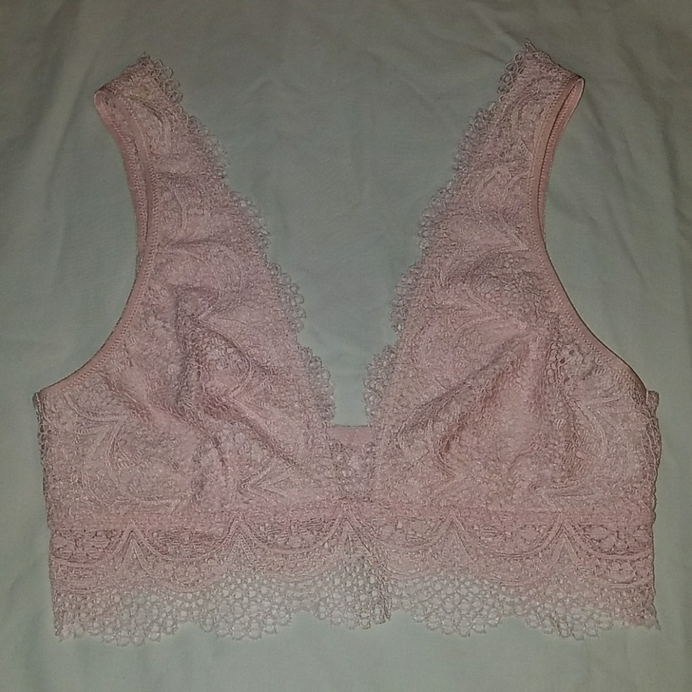NWT Victoria's Secret lace bralette VS pink deep v