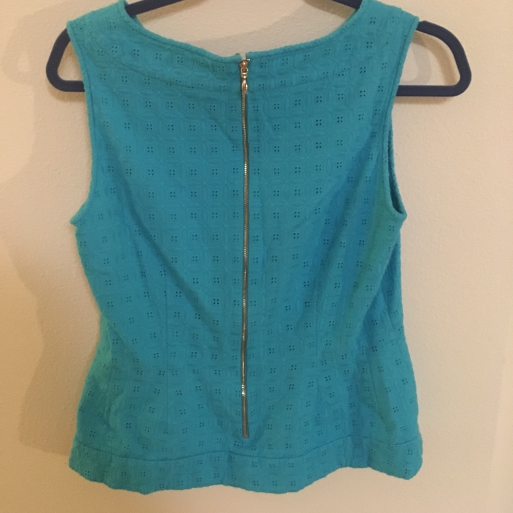 Kate Spade Blue Eyelet Peplum Top - Picture 3 of 4