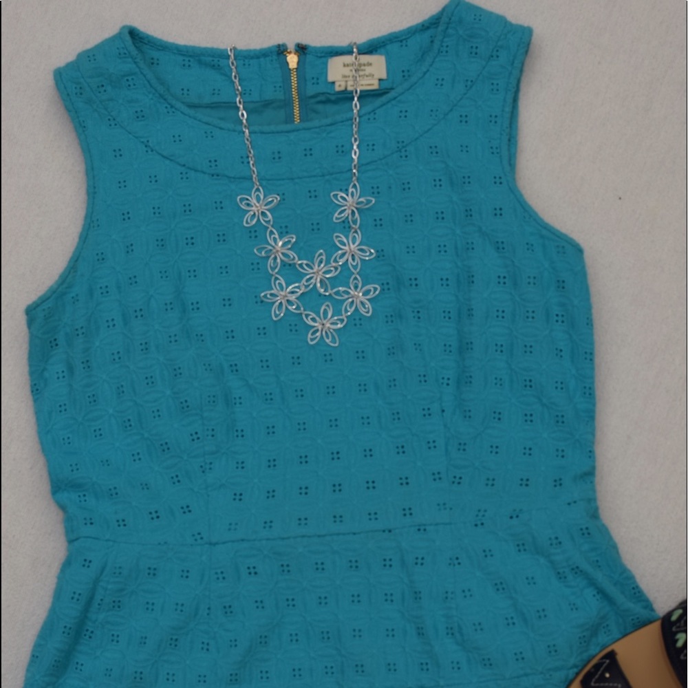 Kate Spade Blue Eyelet Peplum Top - Picture 1 of 4