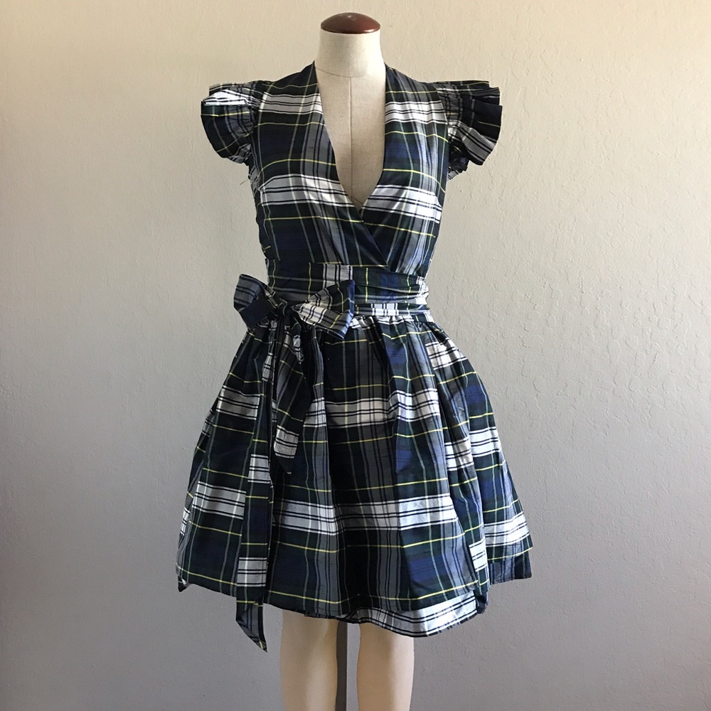 Sara Berman Silk Shantung Tartan Dress -Sz XS