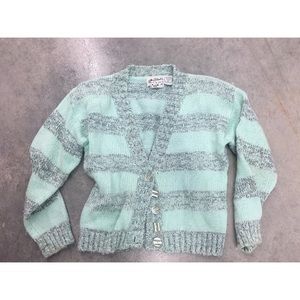 VTG mermaid Stripe boyfriend cardigan sweater Aqua VTG mermaid Stripe boyfriend cardigan sweater Aqua