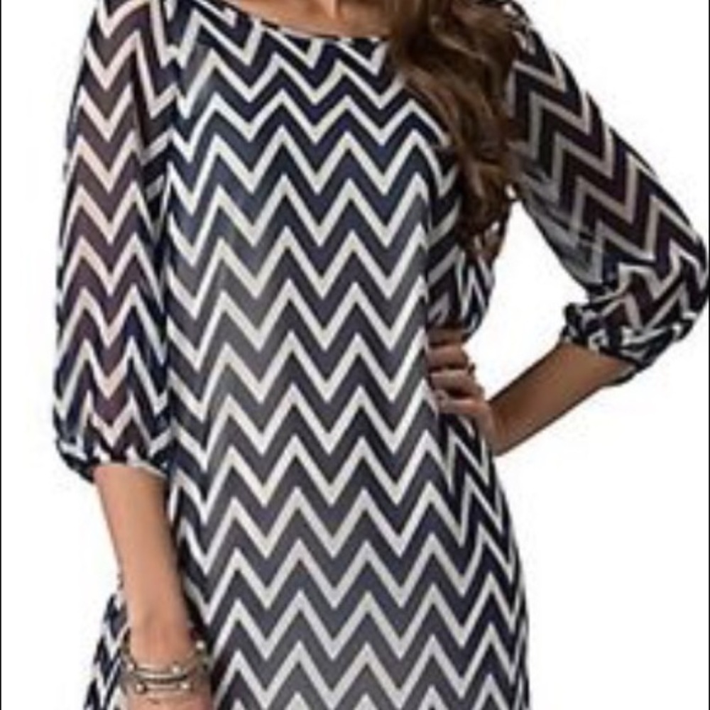 Karlie Brand New With Tags Blue Chevron Dress