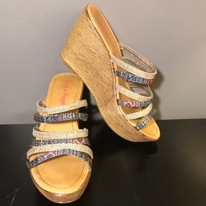 PINK & PEPPER Women's Wedge Sandals 3 1/2" Sz 8.5