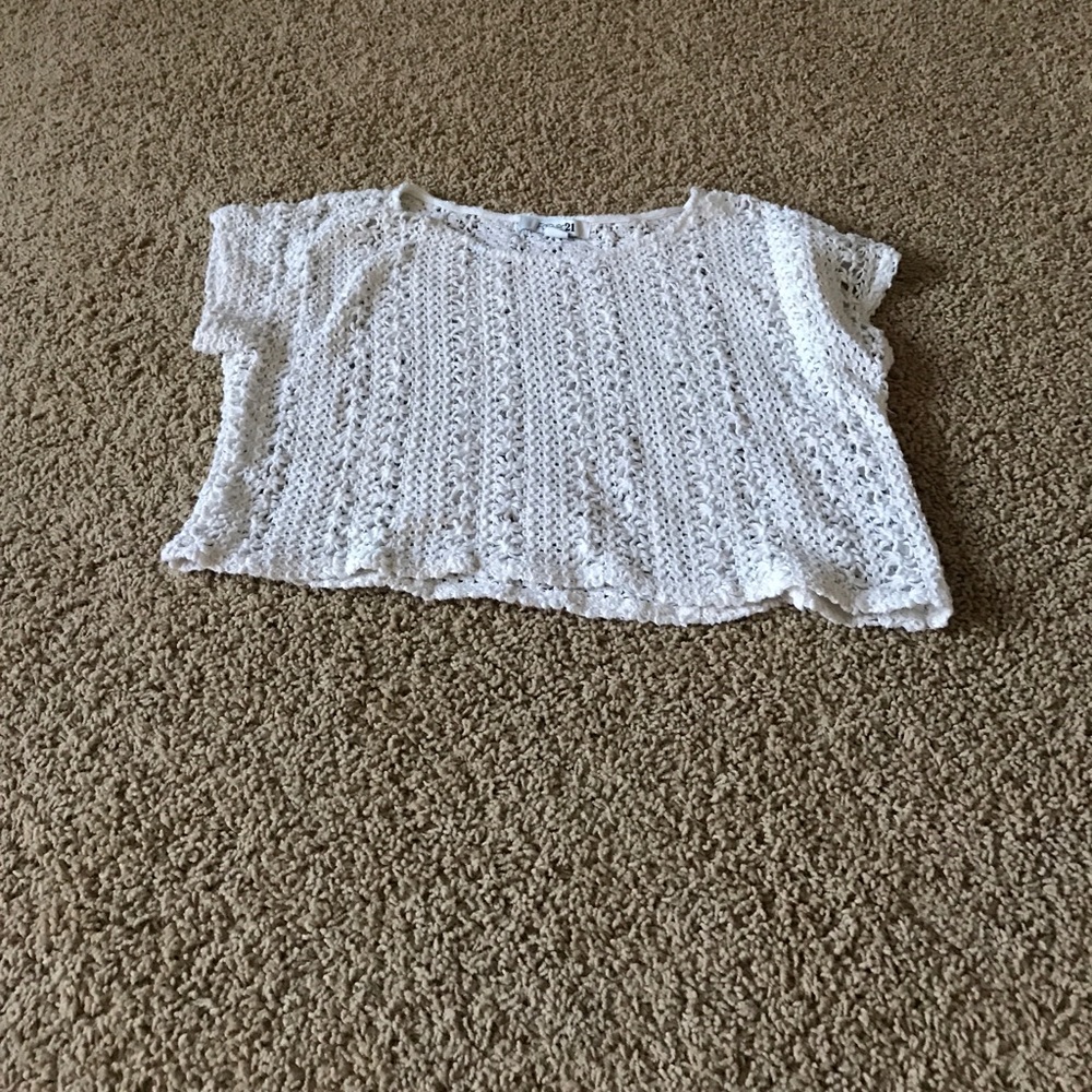 White crocheted crop top!