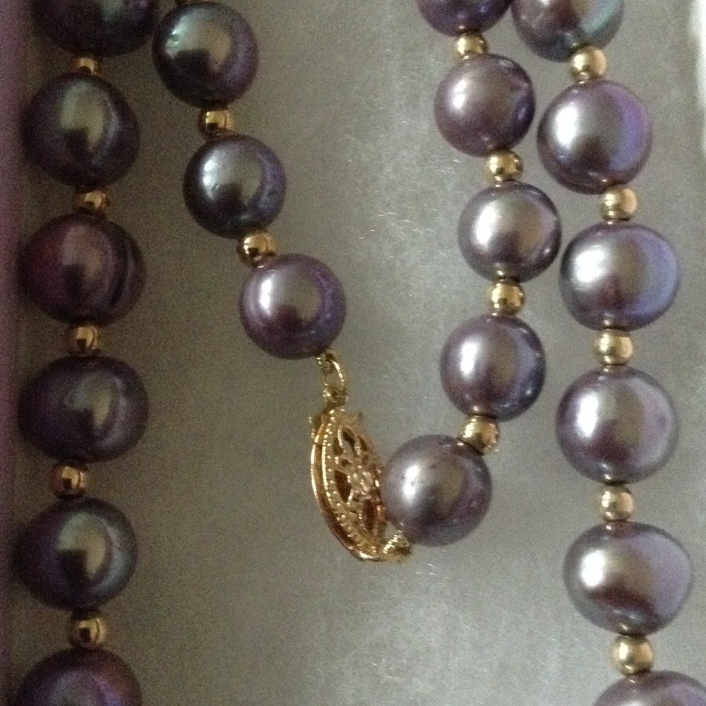 ( SET )Purple Pearl Necklace & bracelet - Picture 2 of 2