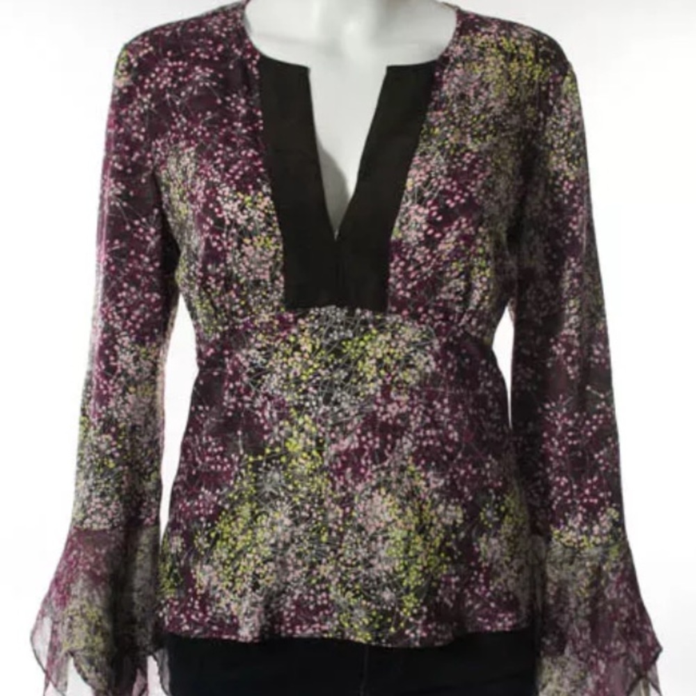 Diane Von Furstenberg Multi Color Silk Blouse Sz10