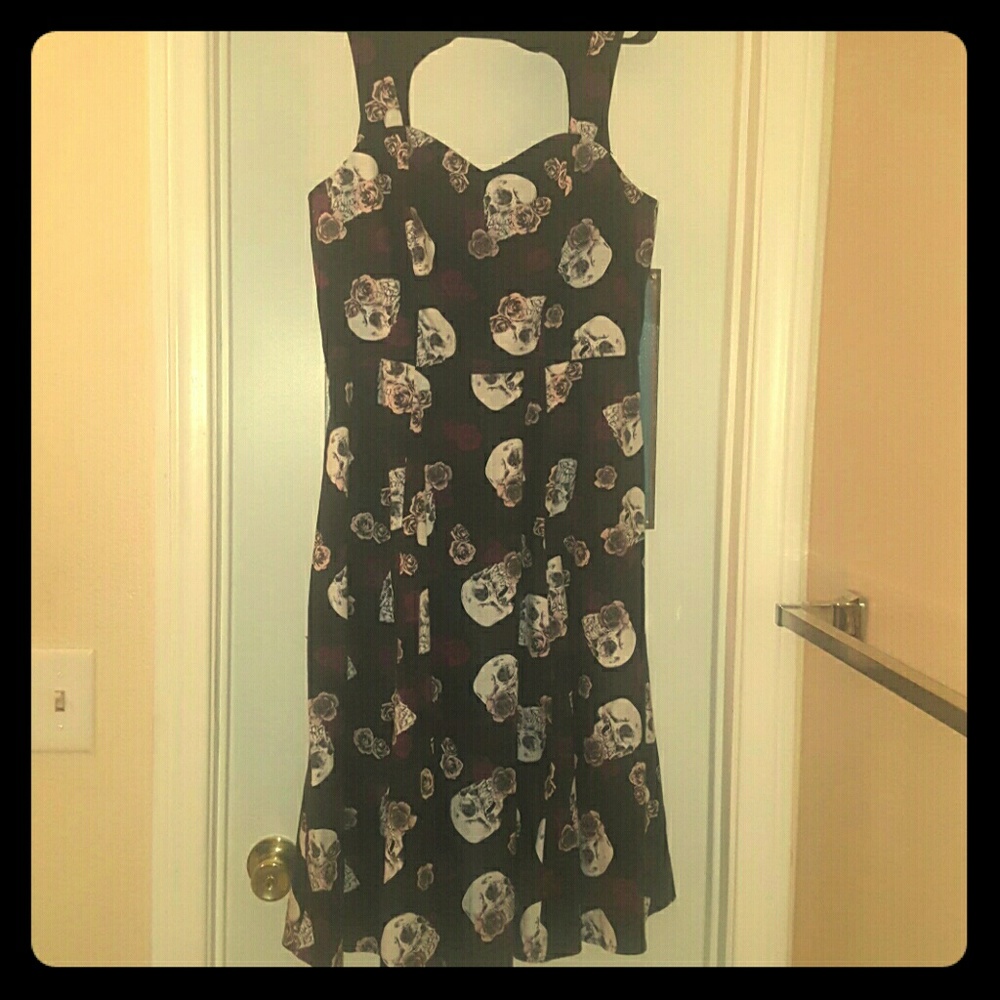 Rockabilly skull and rose dress plus size