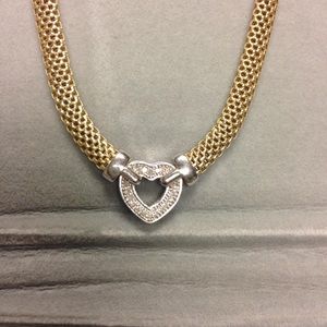 Gold necklace with diamond heart
