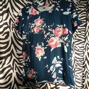 Navy blue floral tee