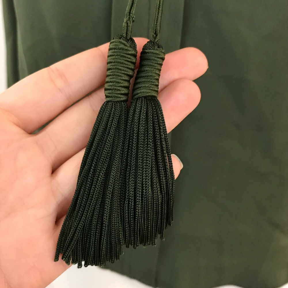 Joie V-neck Silk Tie Neck Tassel Blouse - Picture 6 of 8