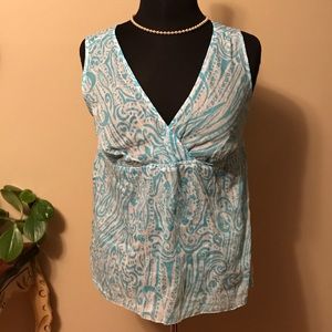 Dockers Blue & White Sleeveless Summer Shirt M