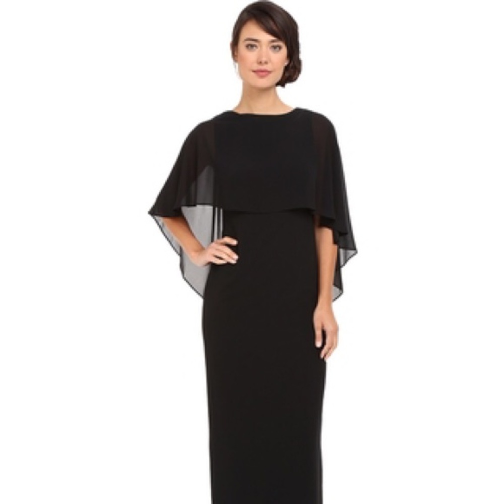 Vince Camuto Souffle Gown with Cape Overlay