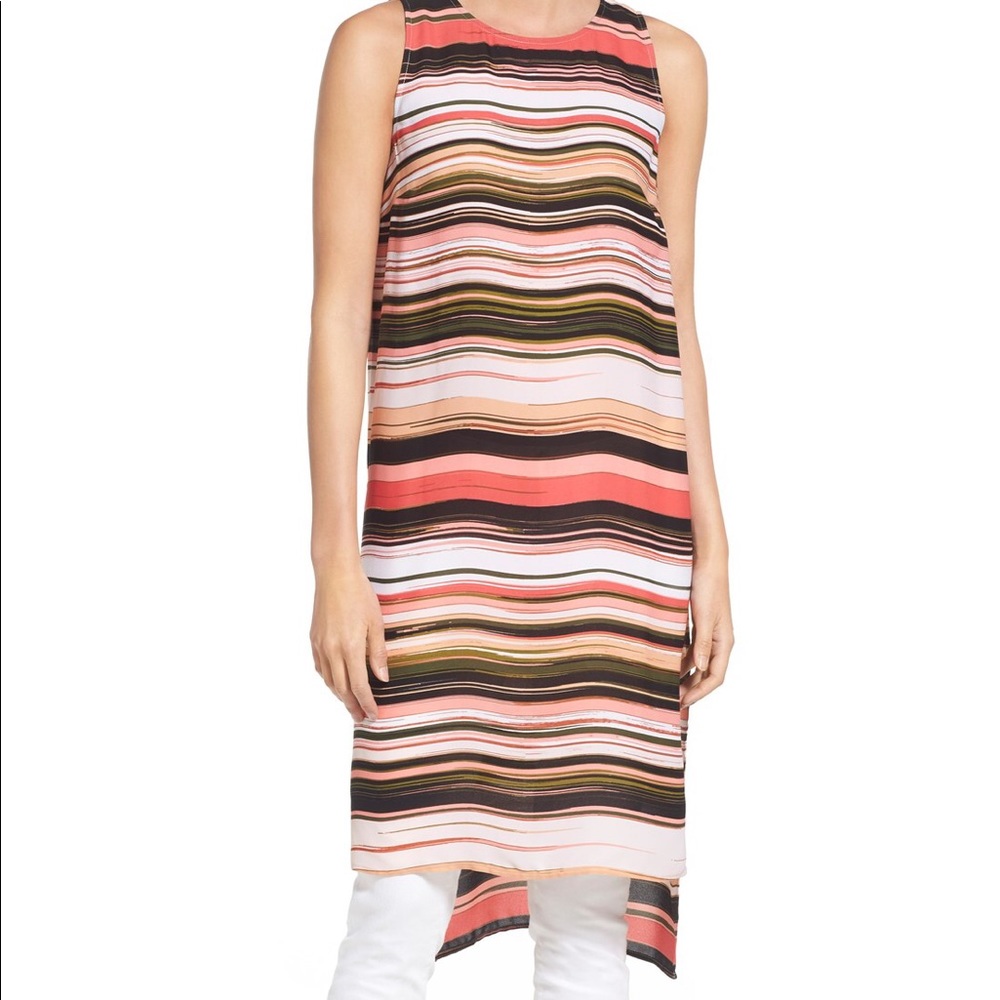 BRAND NEW Vince Camuto High/Low Long Striped Tunic