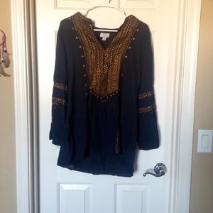 Navy blue and gold blouse
