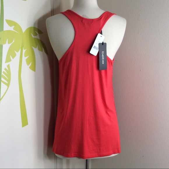 New Bebe Racerback Coral Tank Top Size S/P - Picture 3 of 5