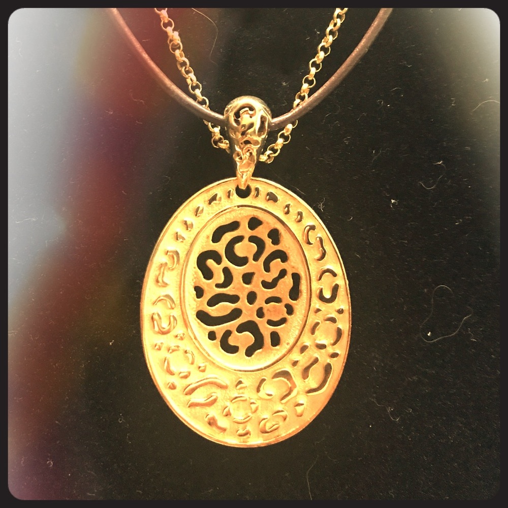 Technibond silver and leather necklace