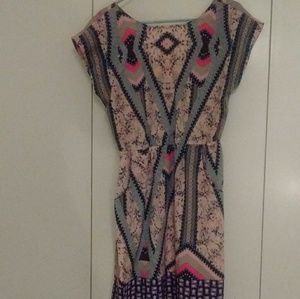 Pink Geometric/Floral Print Dress