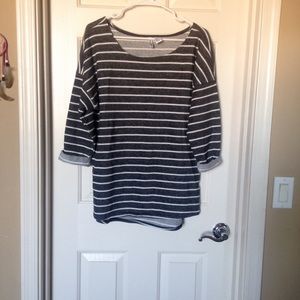 Grey and white striped baggy top