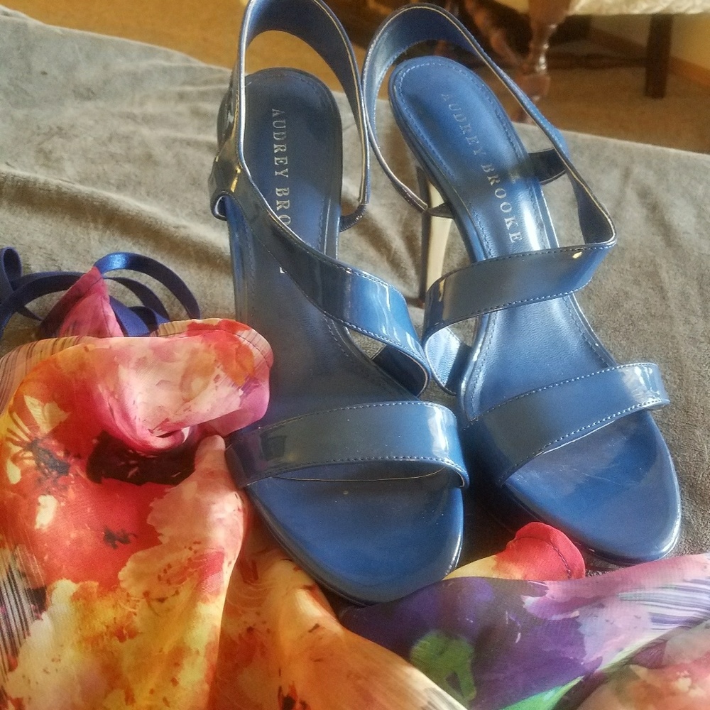 Royal blue strappy heels