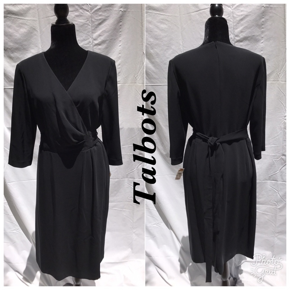 Talbots 3/4 Sleeve Black Dress Size 14