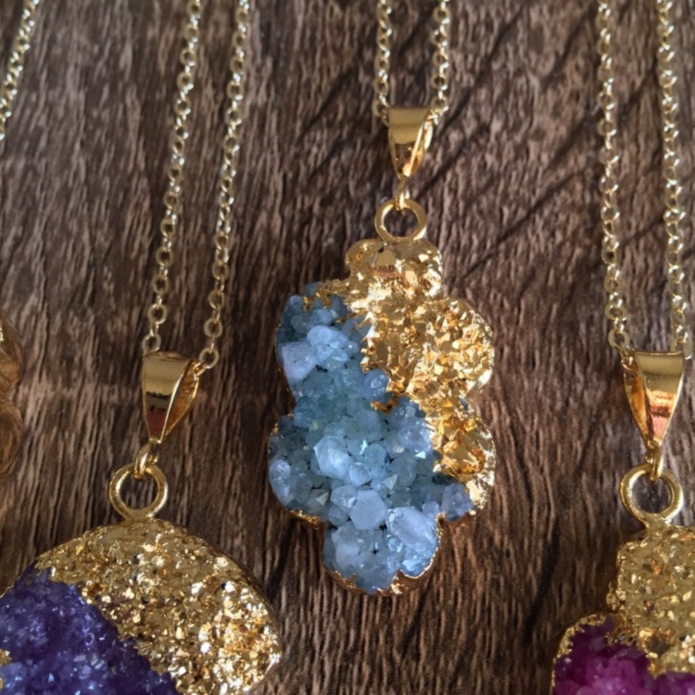 Handcrafted Gold Crystal Quartz Necklace