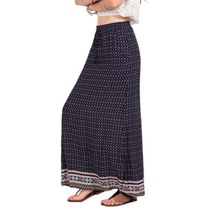 Boho Drawstring Printed Maxi Skirt