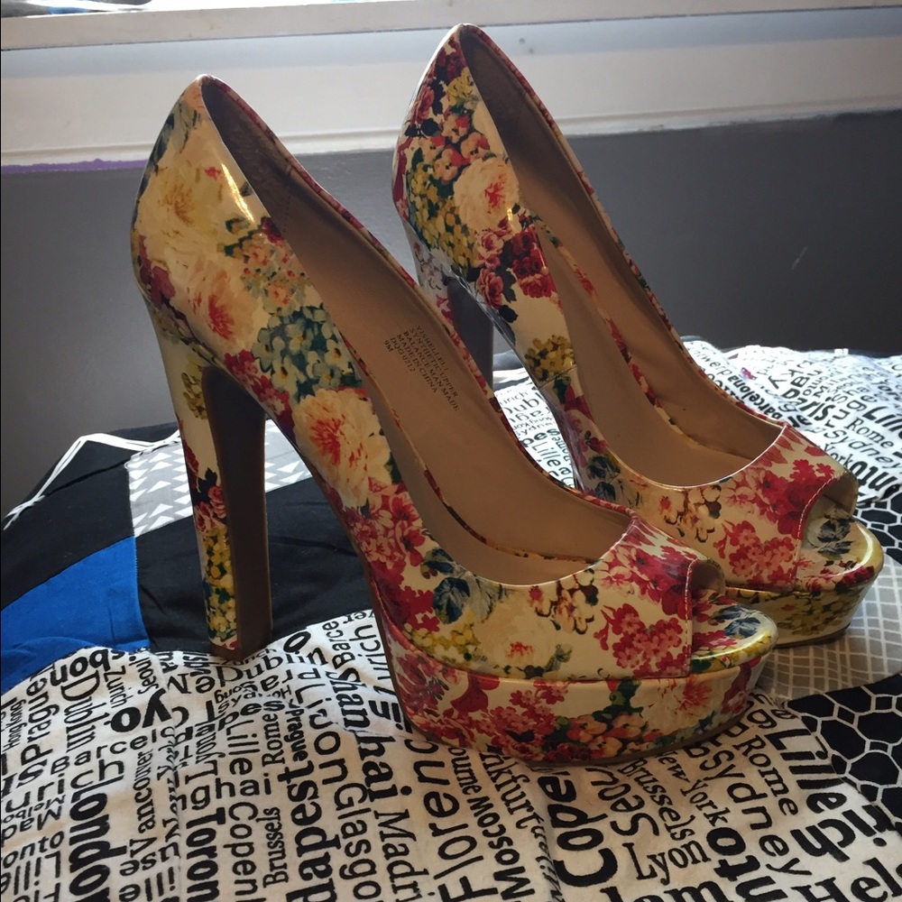 Floral Peep toe Stilettos