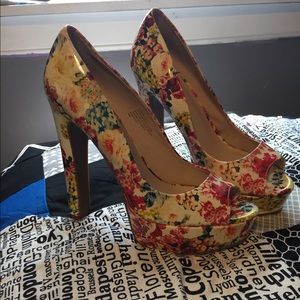 Floral Peep toe Stilettos