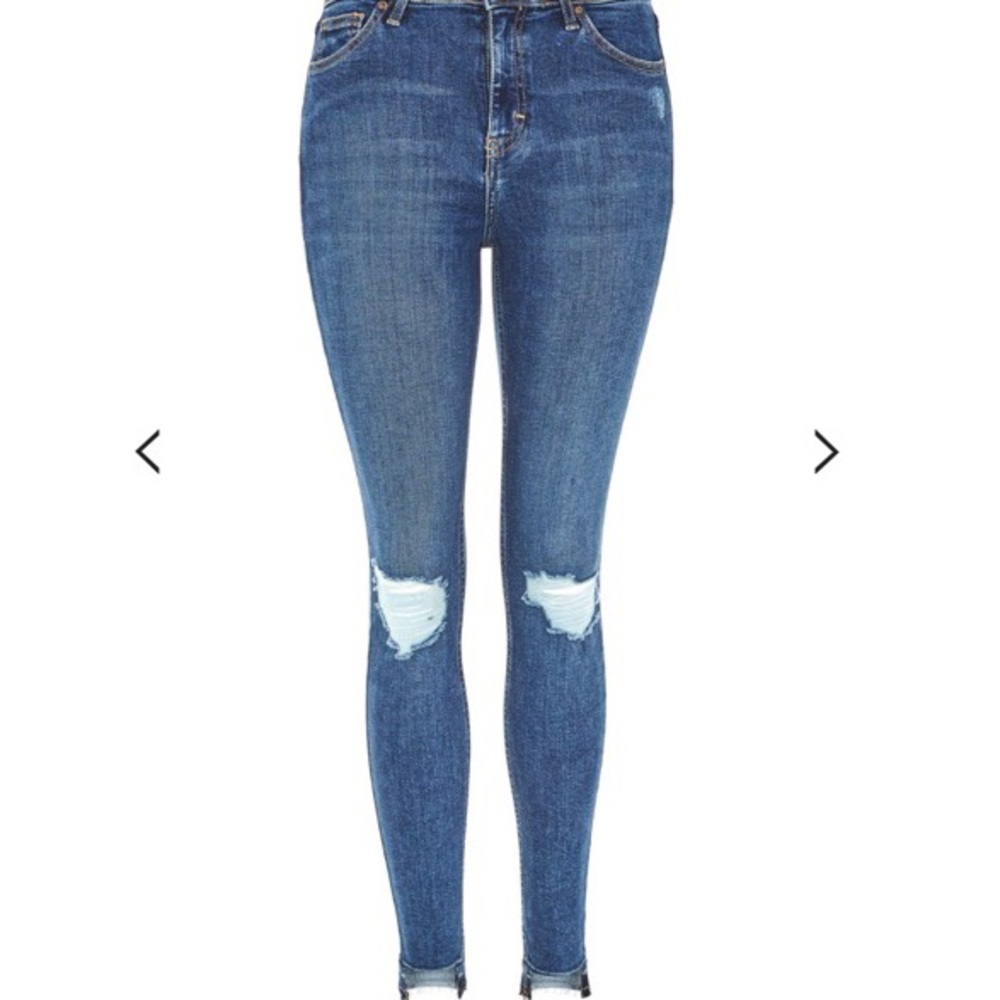 Topshop MOTO Step Hem Jamie Jeans in Indigo
