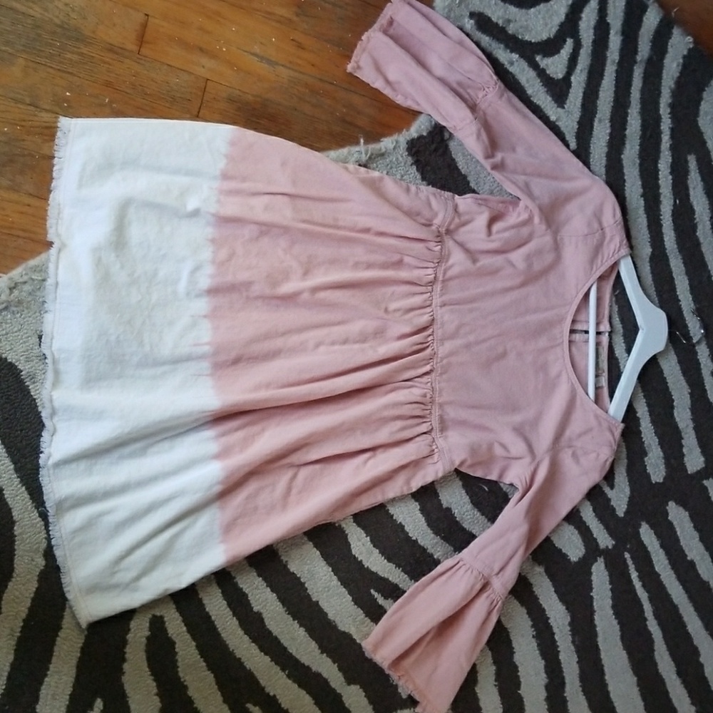 Hombre pink-white long sleeve dress