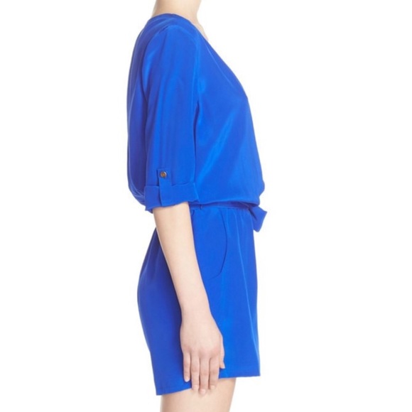 🆕 Charlie Jade Cobalt Blue 100% Silk Romper - Picture 2 of 3