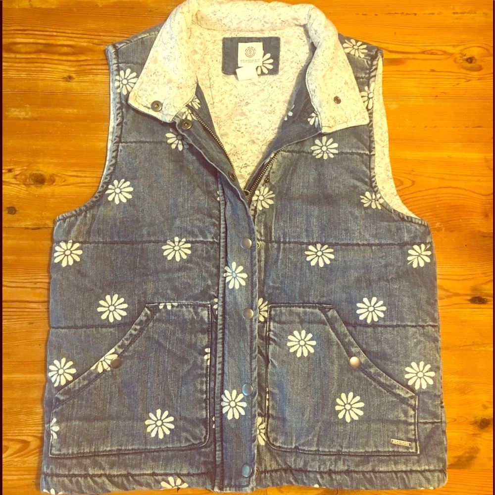 Fall denim floral vest