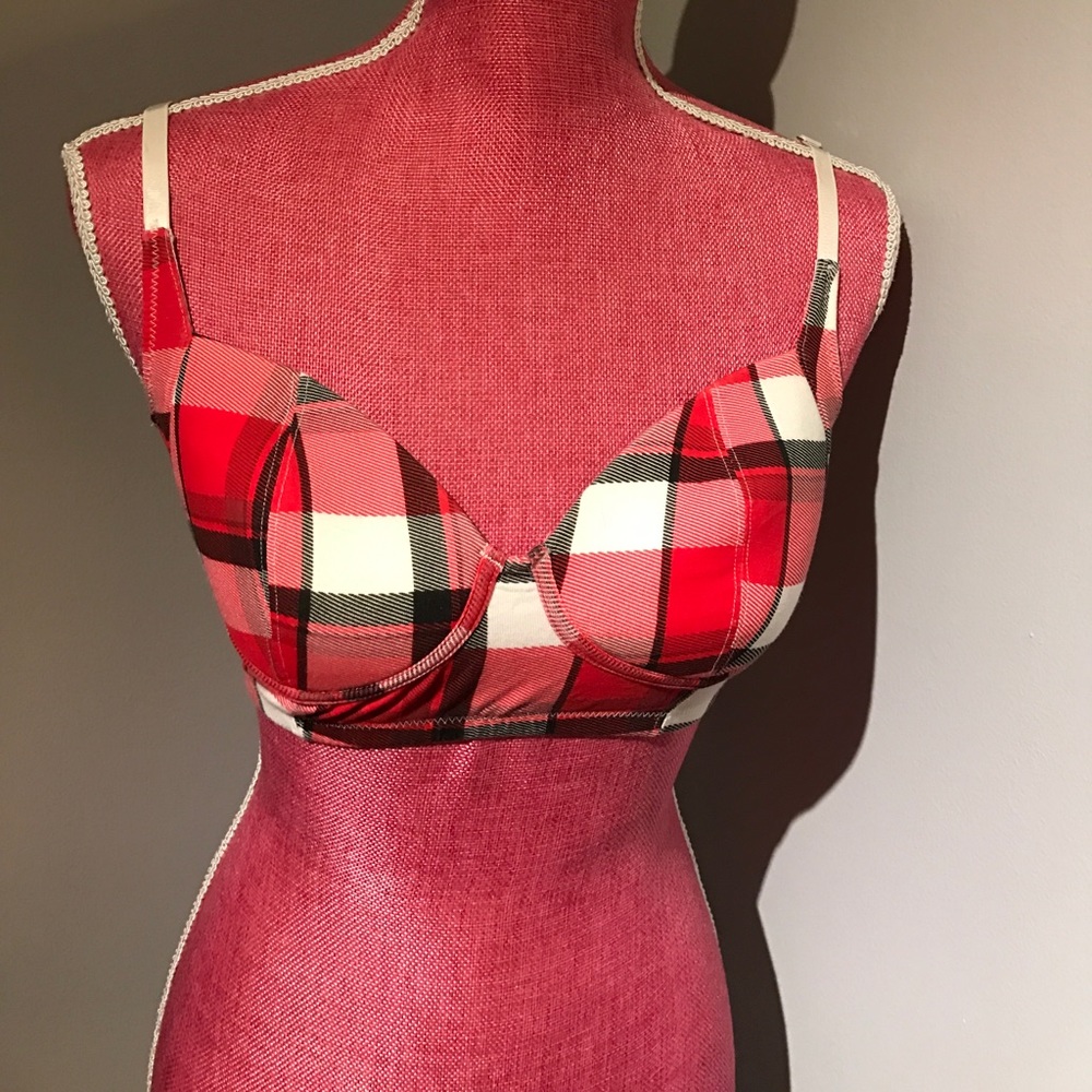 Splendid Red Plaid Bralette Small