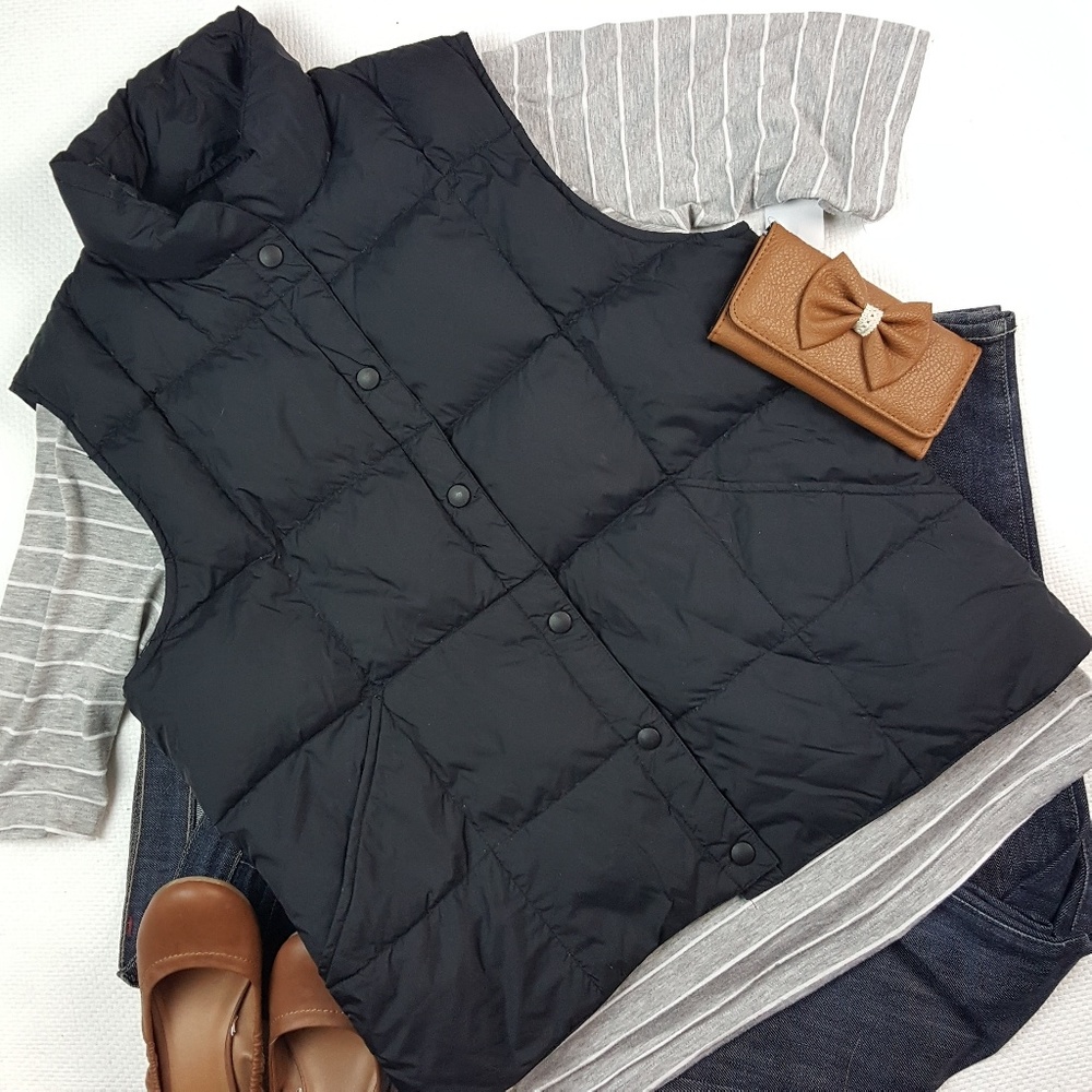 Lands' End Black Down Puffer Vest
