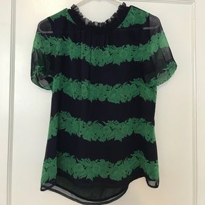 J.Crew silk short sleeve floral stripe blouse