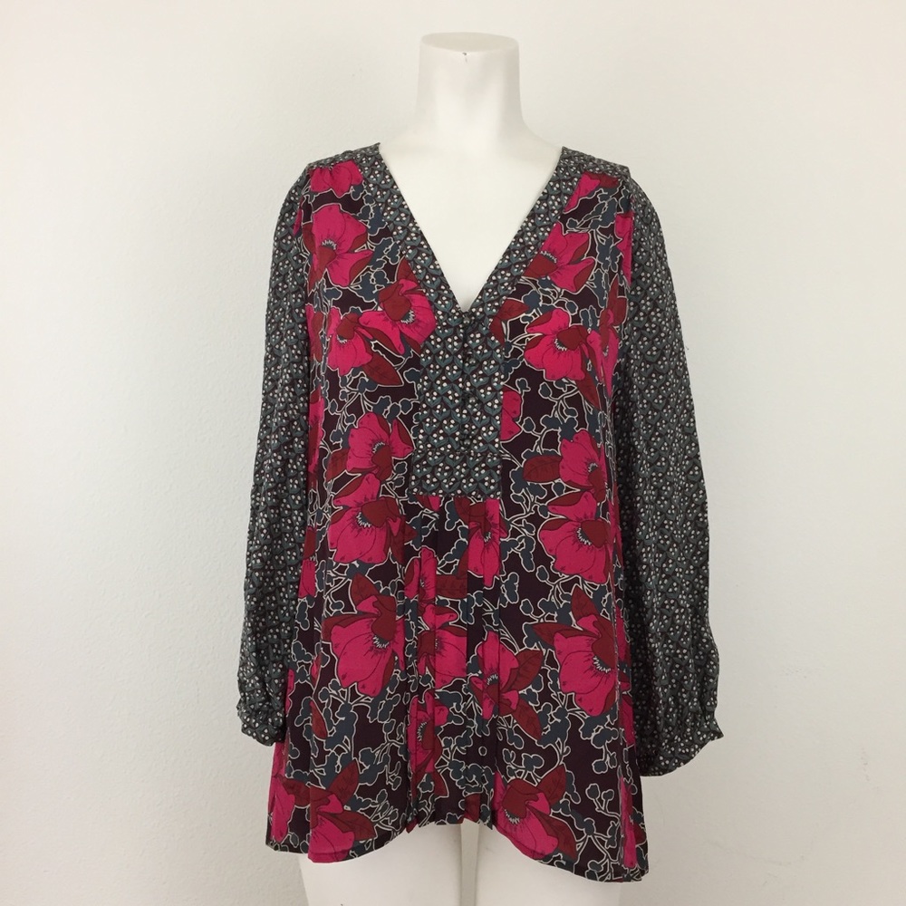 Anthropologie Edme & Esyllte Floral Silk Blouse