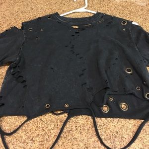 Customized distressed crop top t-shirt