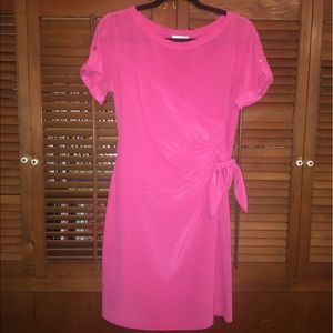 Pink, cap-sleeved dress