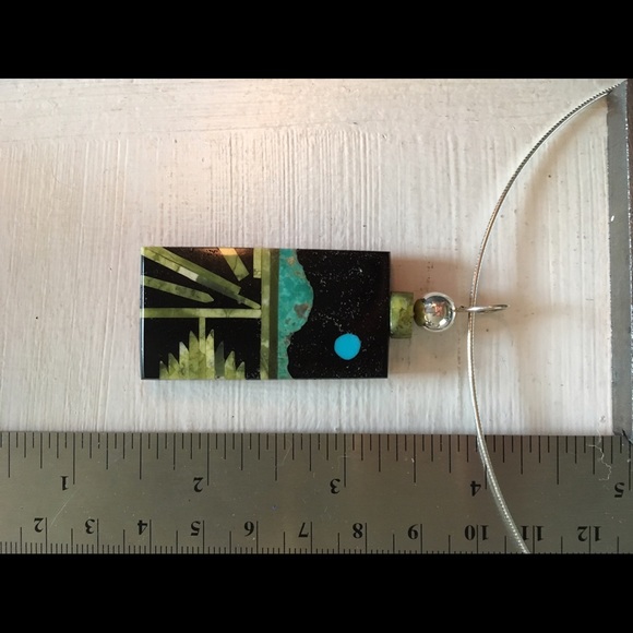 Native American work of art pendant turquoise moon - Picture 3 of 6