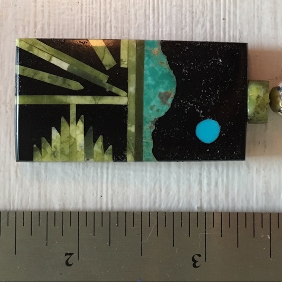 Native American work of art pendant turquoise moon - Picture 2 of 6