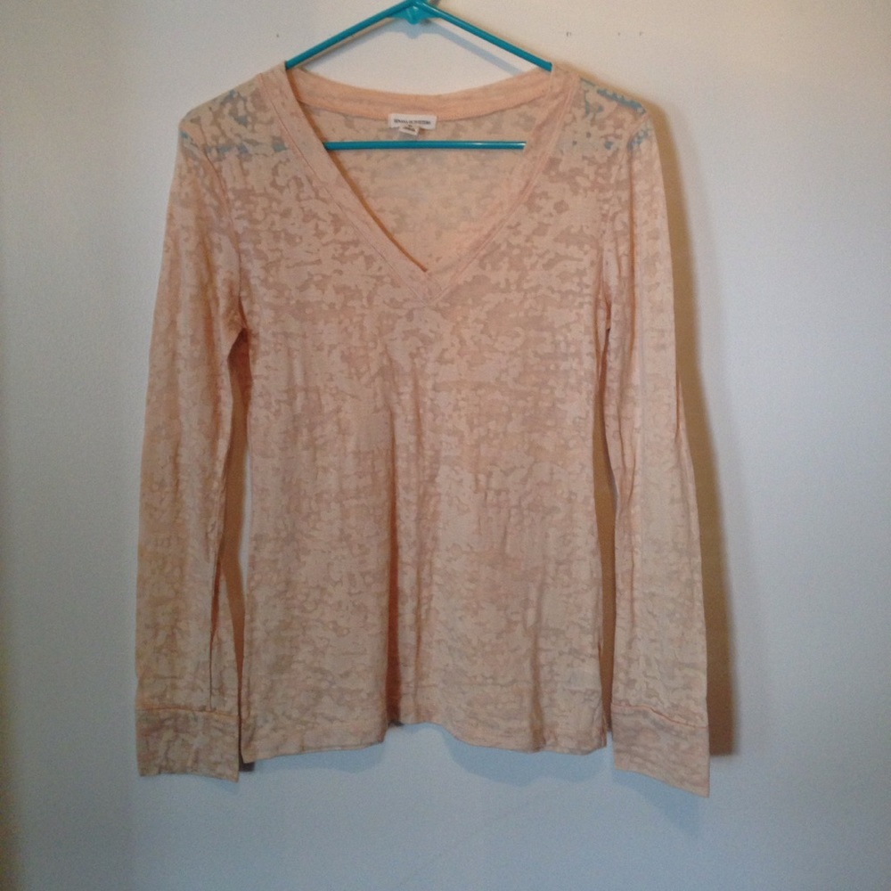 Long sleeve, peach, burn out style top.