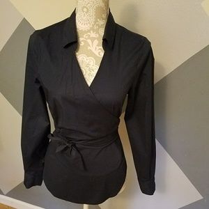 🎉Navy blue wrap shirt by Closet🎉