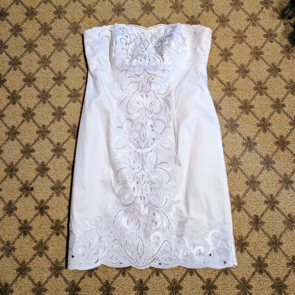 White Lace-Detailed Dress