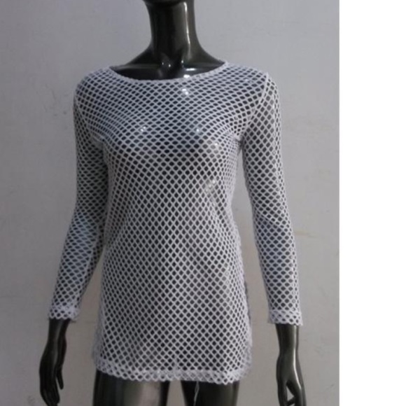 NEW Crocheted Knit Cover Up Sheer Sexy - Picture 5 of 8