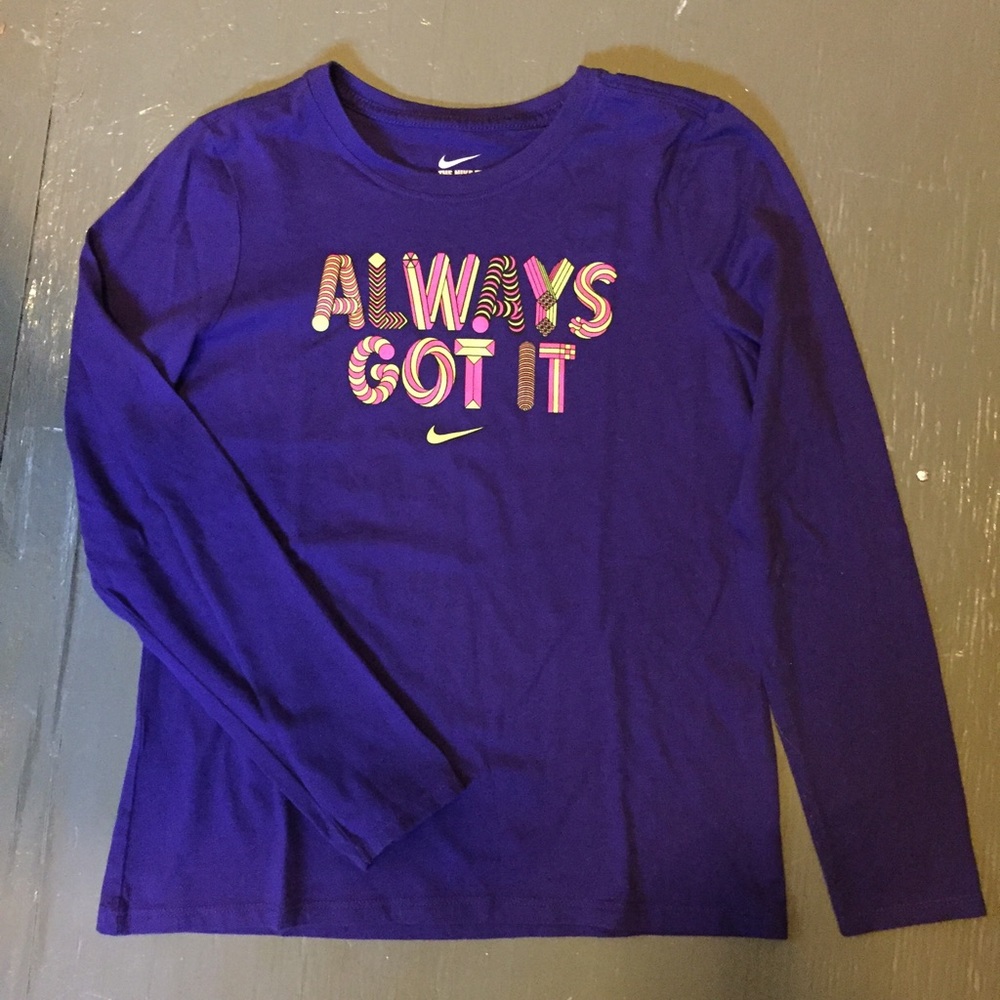 Girl's Nike Long Sleeve Tee Purple Large