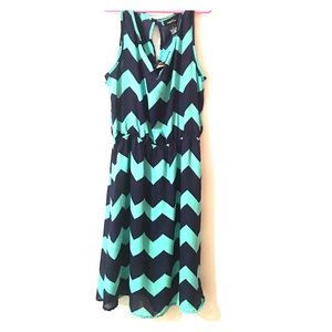 Navy blue and green chevron summer dress