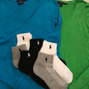 2 Ralph Lauren L/S & 6 Pair of Ralph Lauren Socks