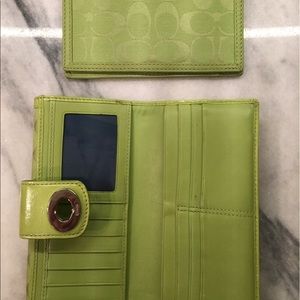 Classic Lime Green Coach Wallet w/ checkbook case